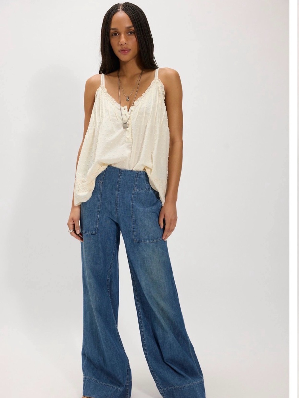 We The Free Wide Leg Denim Jeans in Medium Blue